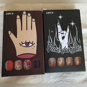 Bundle 2 Sets Halloween press on false Nails with Ghosts and Pumpkins  NIB